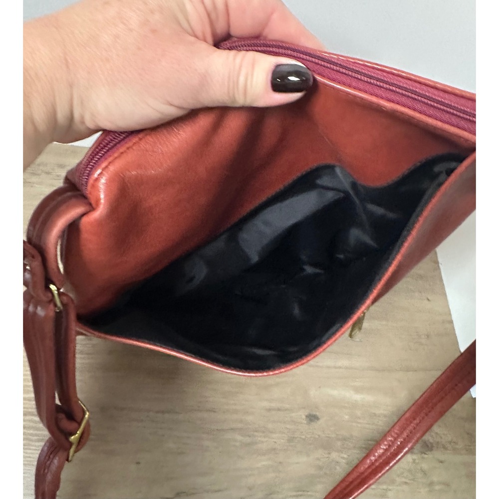 WASTED‎ BELT SEATTLE Pink Leather Crossbody Bag Adjustable Strap Zipper Pockets - Picture 5 of 10